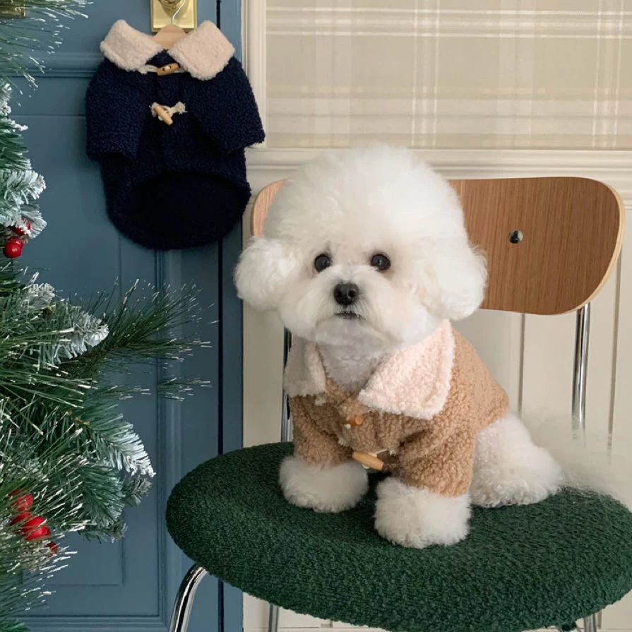 Dog pet fleece coat, warm coat for autumn and winter, with buttons, suitable for small dogs, machine washable, filled with polye
