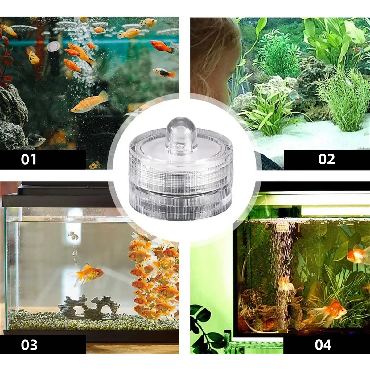 Aquarium Light Battery Operated Waterproof for Fish Tank Pond