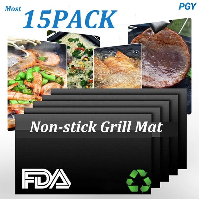 A Legtöbb 15-Pack Non-Retick Grill Szőnyeg 40*33 Cm Újrafelhasználható Sütőszőnyeg Kültéri Piknik Főzési Eszközök Grillező Lap Ea