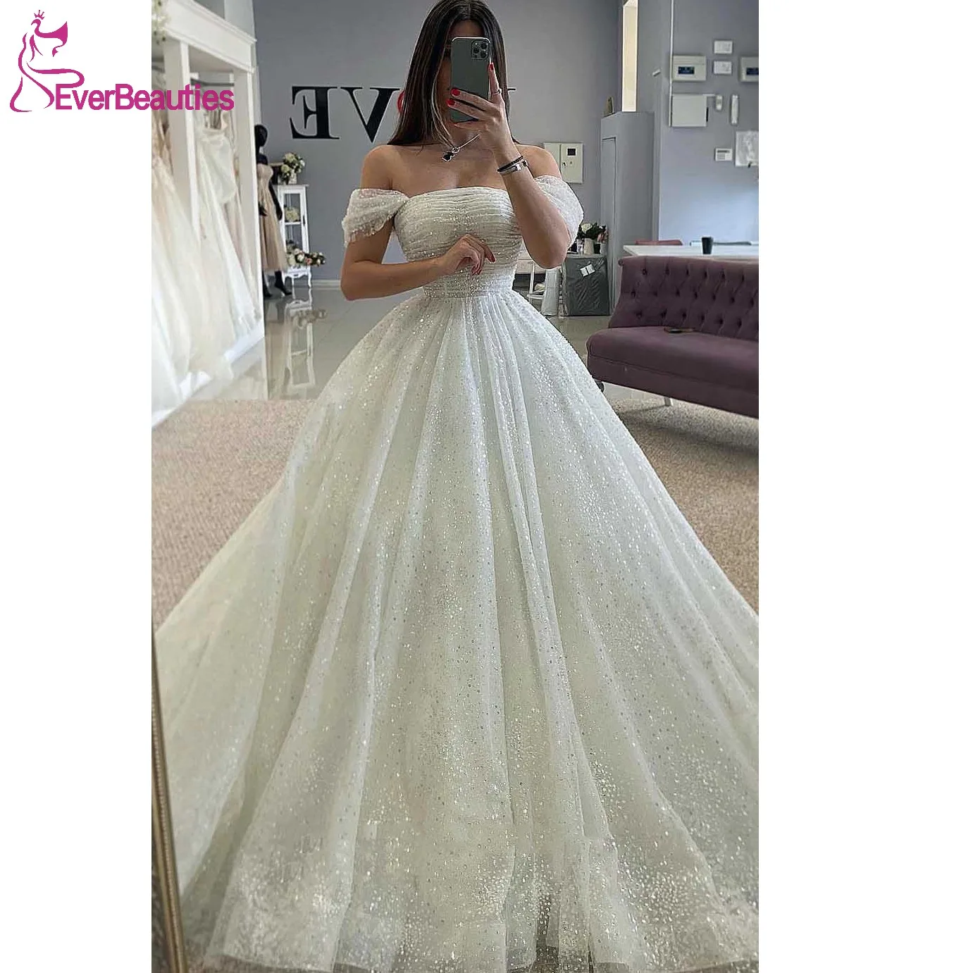 

Wedding Dresses for Bride 2024 Ball Gown Bridal Wedding Gowns Glittery Tulle Robe De Maria свадебное платье