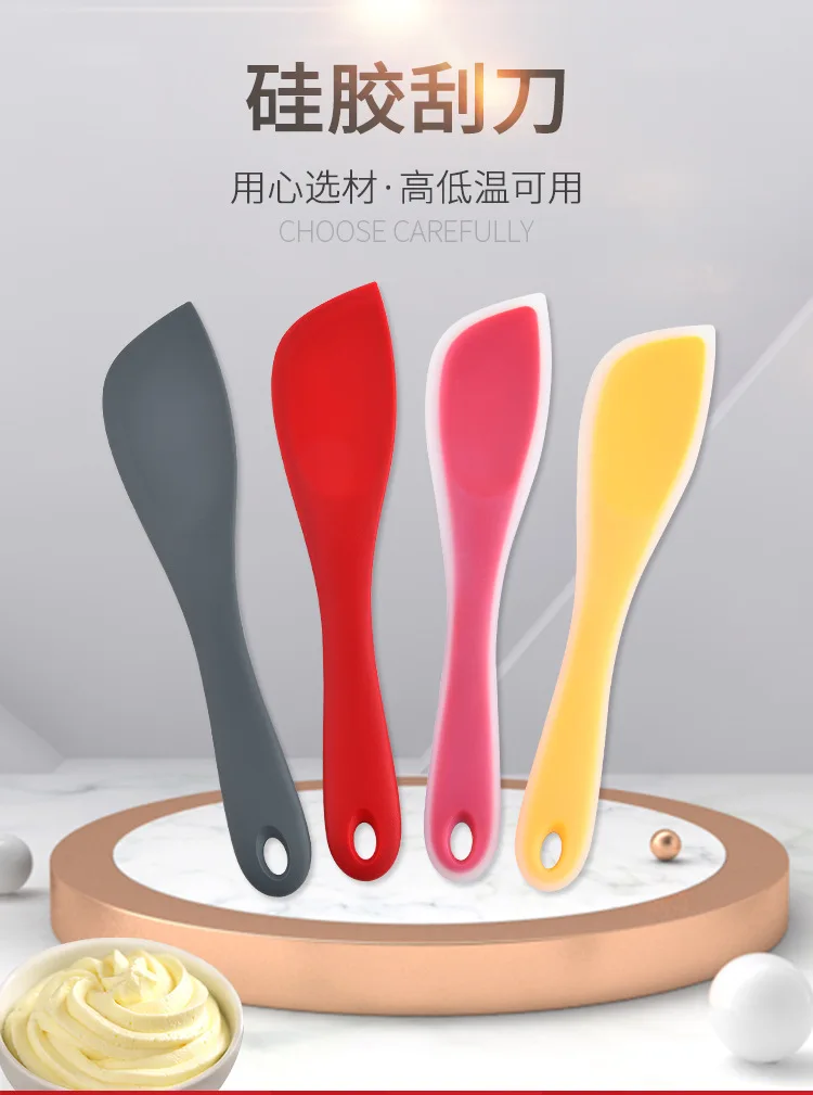 Description Picture 2 of item1Pcs Cream Cake Baking Scraper Non-stick Silicone Spatula Kitchen Pastry Blenders Salad Mixer Butter Batter Pies Cooking Tools