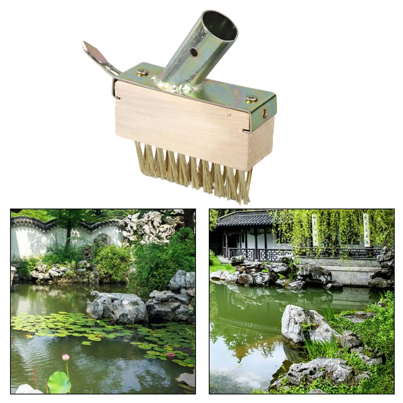 Wire Brush Broom Deck Cleaner Brush Weeding Remover Moss Removal Tool for Gardening Pavement Lawn Sidewalk Driveway