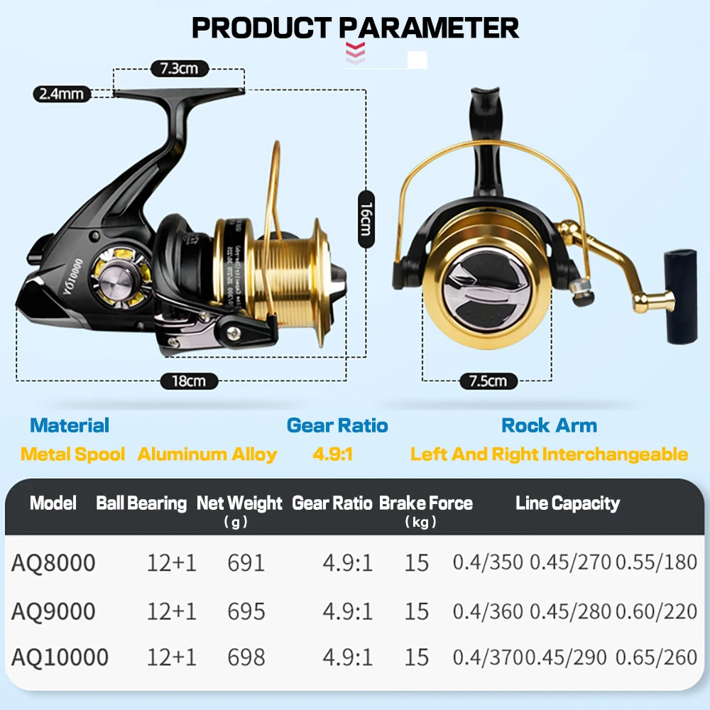 Anti-saltwater Carp Reel 8000 9000 10000 Spinning Fishing Reels