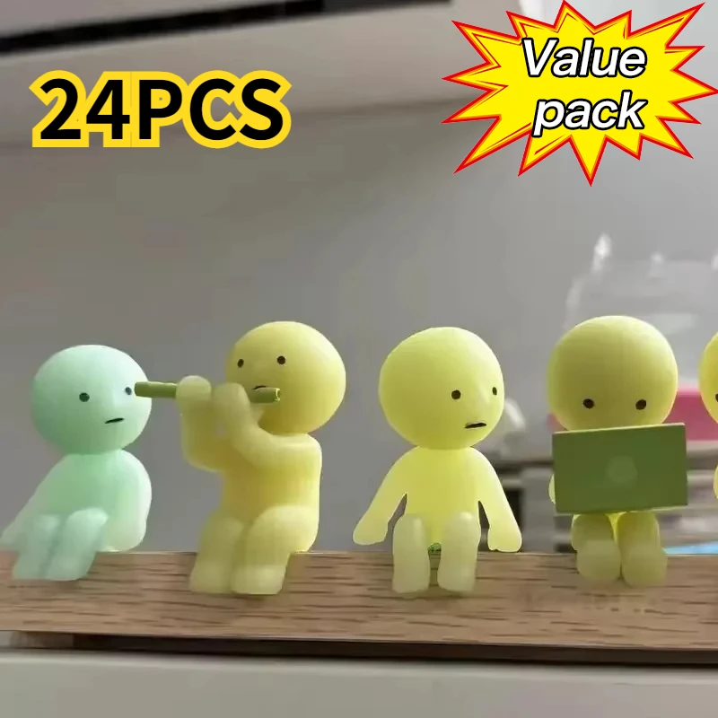 SMISKI Life Series Glow-in-the-dark Doll Blind Box Corner Decorative Tabletop Model Christmas Toy Surprise Gift 24pcs glow dark doll