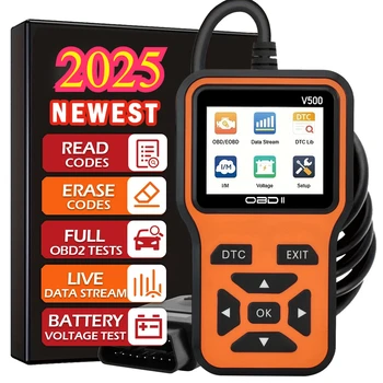 Lettore di codici per strumenti diagnostici per scanner OBD2 per auto, scanner per codici di guasto del motore per tester di tensione per auto, strumento diagnostico per tester di ricarica V500