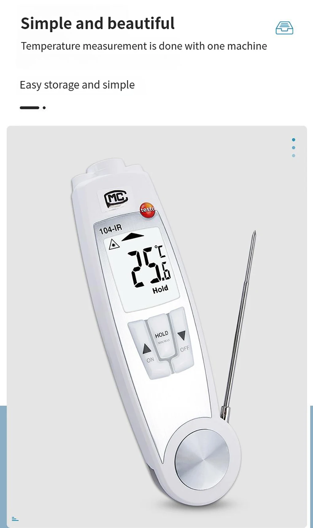 Testo 104-IR Folding Food Thermometer Multi-purpose Infrared and Penetration Pro
