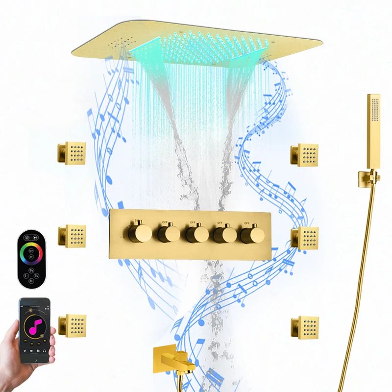 Ceiling Embedded 580*380 mm LED music Shower Head Multi Functions