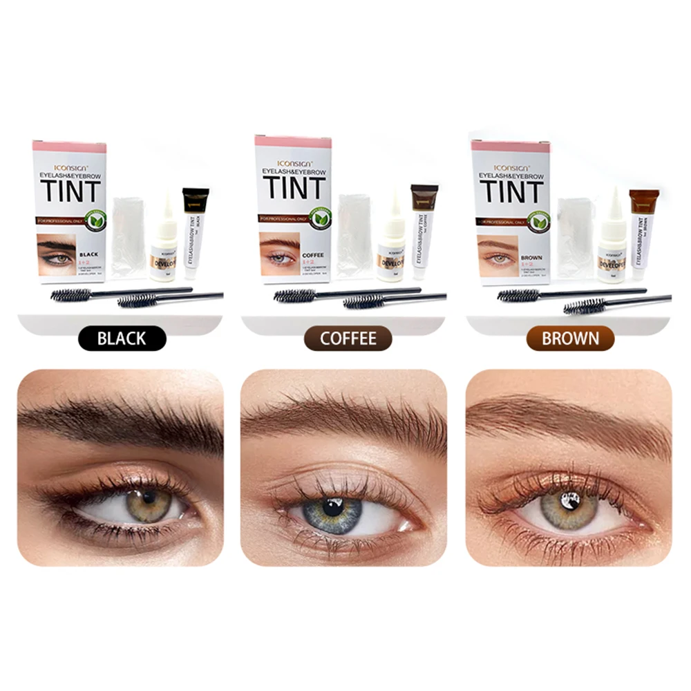 ICONSIGN Eyelashes and Eyebrow Tint Dye Professional Eyebrow Dye Waterproof Long-lasting Eyebrow Brow Kit Semi Permanent Eyebrow