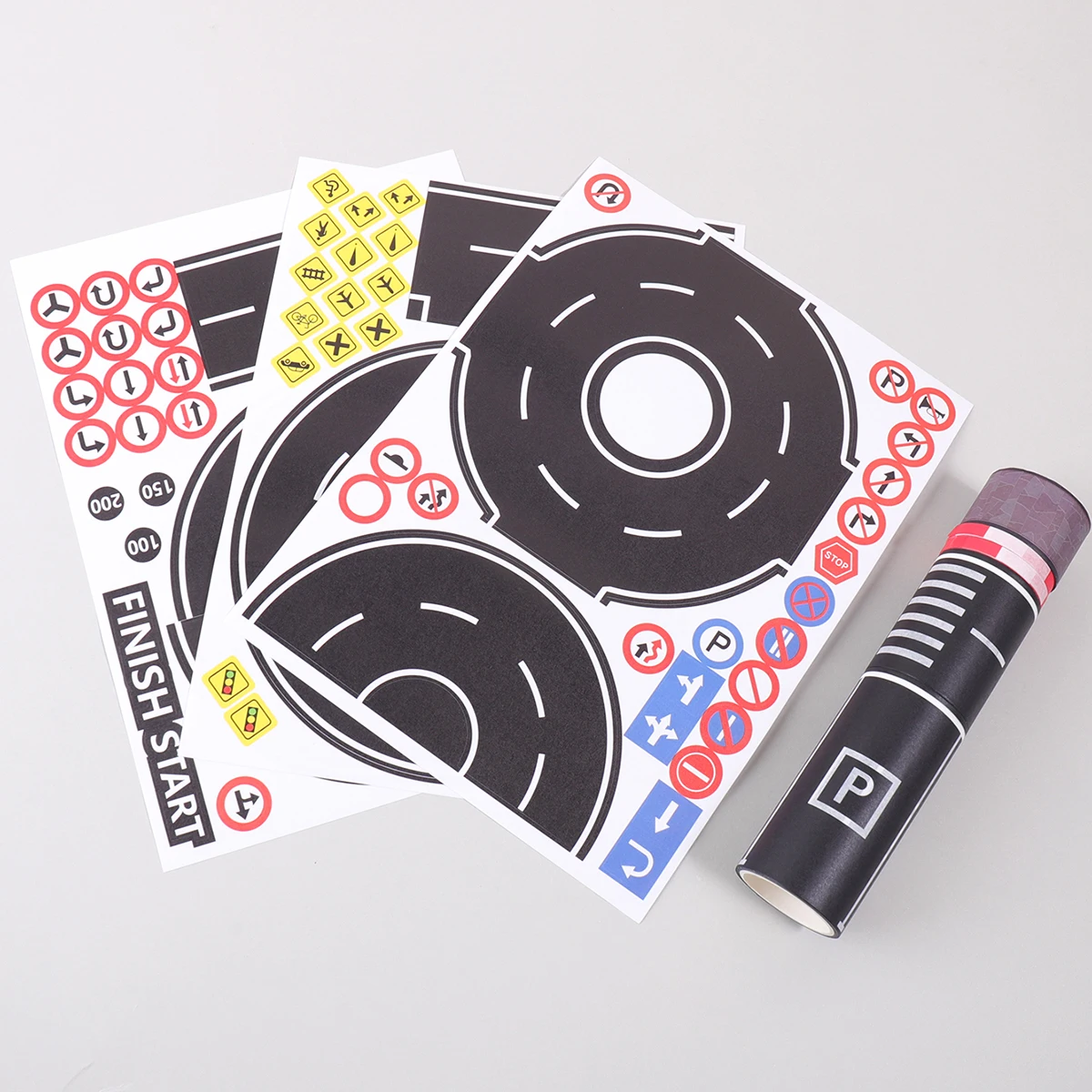 빈티지 도로 와시 테이프 세트, 도로 표지판 무늬 테이프 28롤, 도로 스티커 9개, 게임용 필수품, 장난감 장