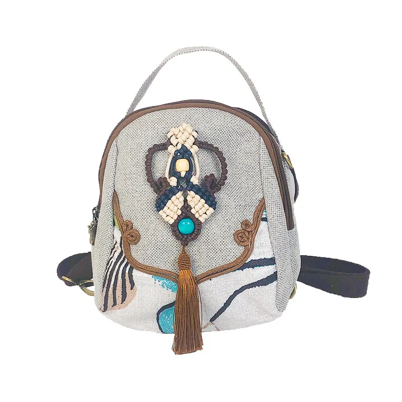 

New Coming samll string appliques women shopping bakcpacks!Nice prints vintage multi-use backrack Top bohemian canvas backruck