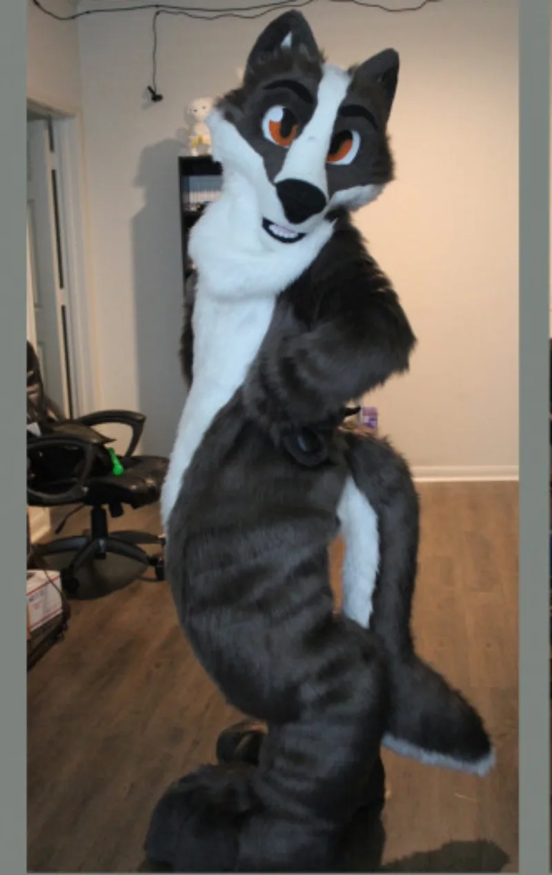 

Fox Dog Grey White Fur Wolf Cartoon Mascot Costume Cosplay Furry Suit Fursuit Halloween Christmas Birthday Party Gift