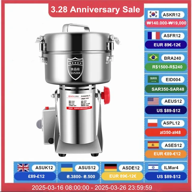 Commercial Electric 2500g Spice Grinder Ceramic Blade Plastic Housing for Outdoor Use Mixer and Coffee Grinder Machine 1
