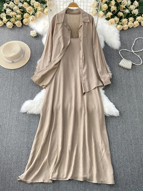 Robe chemise pour femmes musulmanes, ensemble deux pièces, costumes modestes solides, Ensemble musulman du Ramadan, Maroc, dubaï, Abayas, tenues islamiques Jalabiya