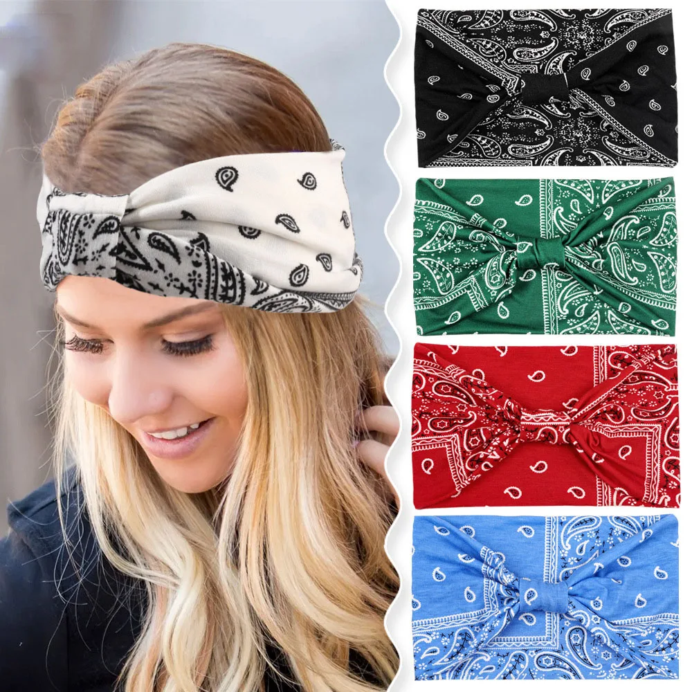 

European Cotton Headband for Women Tie-dye Hairband Leopard Flower Printed Retro Turban Headwrap Adult Yoga Headbands