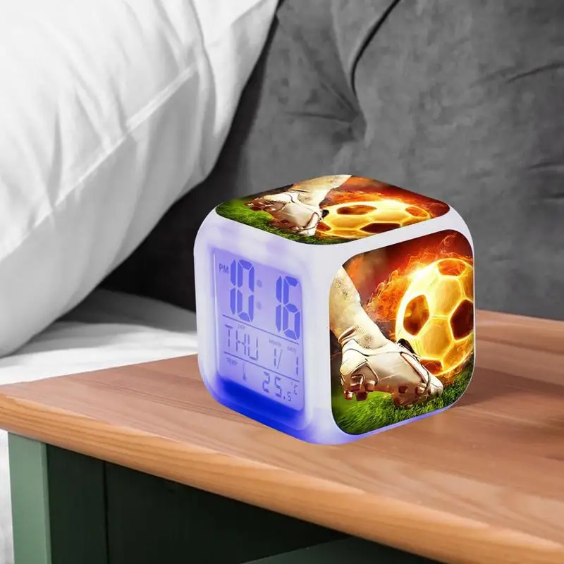 2025 NEW Alarm Clock Electronic Clock with LED Lights Electronic Football Alarm Clocks Bedside Alarm Desk Clock for Kids Boys 4