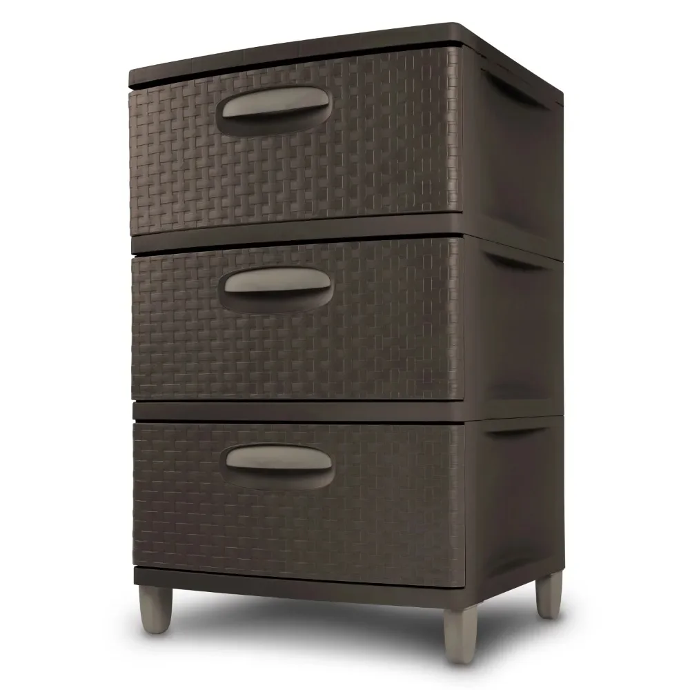 

3 Weave Drawer Unit Espresso Free Shipping Storage Box Bedroom Drawers Boxes Storage and Organization Chest of Drawers Organizer