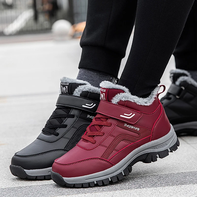 Super Warm Men boots Winter Snow Boots Waterproof Leather Sneakers Women Boots Outdoor Hiking ankle Work Shoes