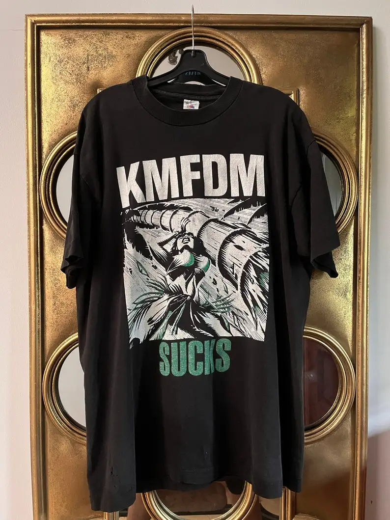 

KMFDM Sucks 1993 Rare Vintage TShirt with Back Print (Single Stitch)