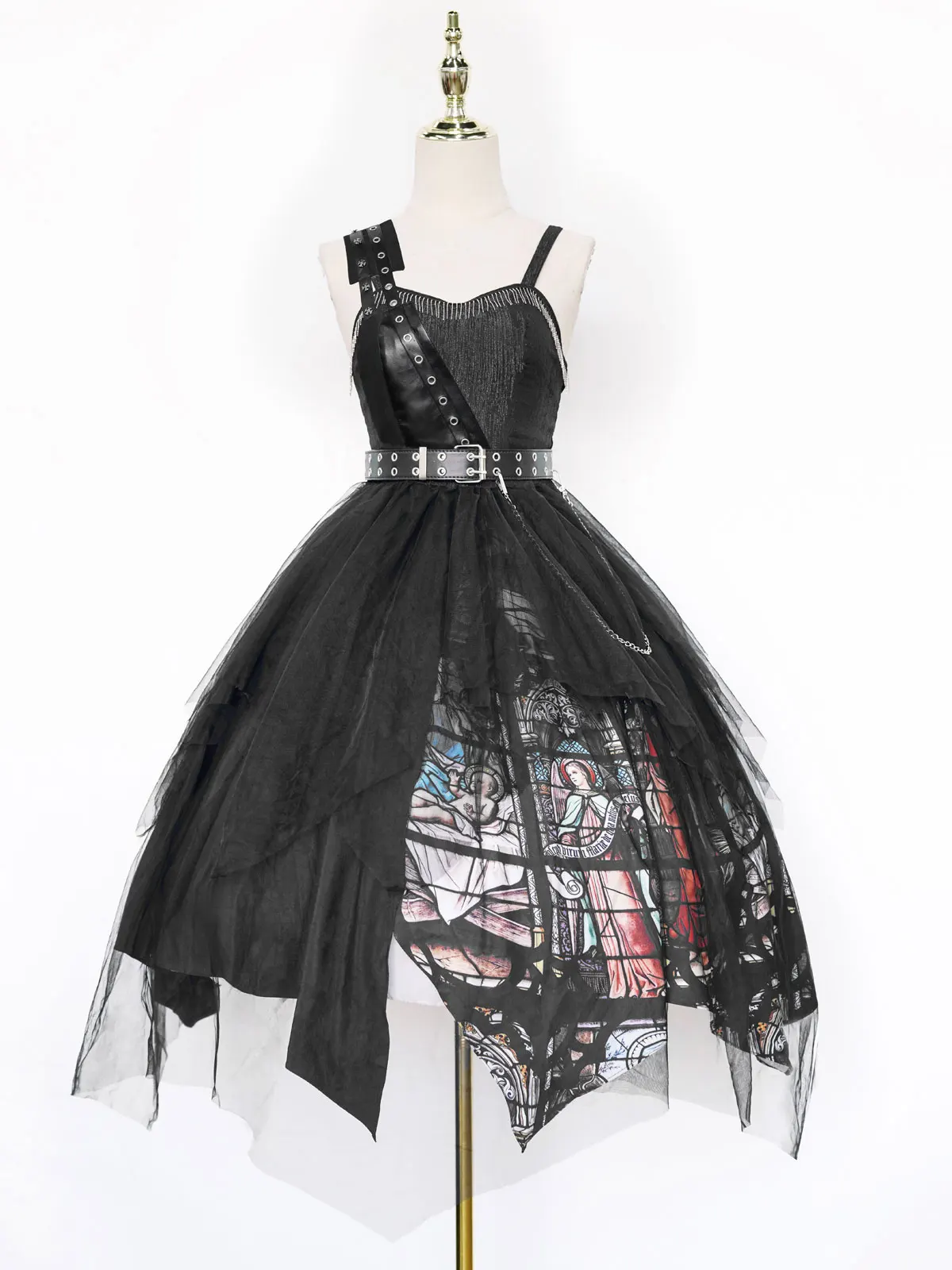 

Gothic Lolita Outfits Black Grommets Sleeveless Dark Lolita Sets