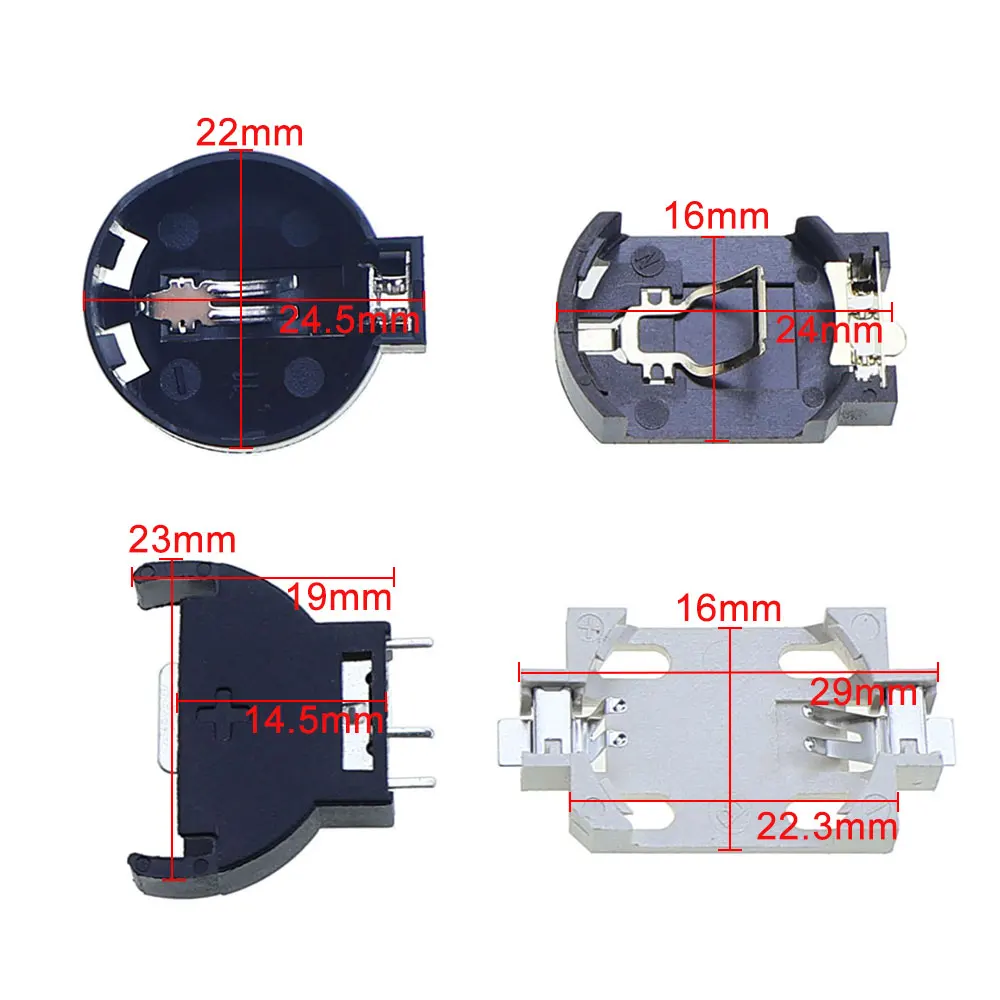 JCD 10pcs CR2032 CR2025 플라스틱 버튼 셀 코인 배터리베이스 홀더 SMD 3V 배터리 홀더 케이스 용 셀 버튼  소켓-Freehip.co.kr