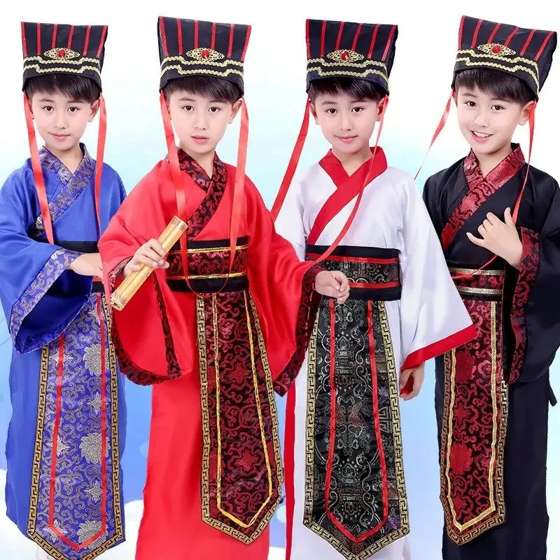 

Chinese robe ancient scholar student costumes children adult Kimono China Traditional Vintage Ethnic cosplay Kid Costume Hanfu