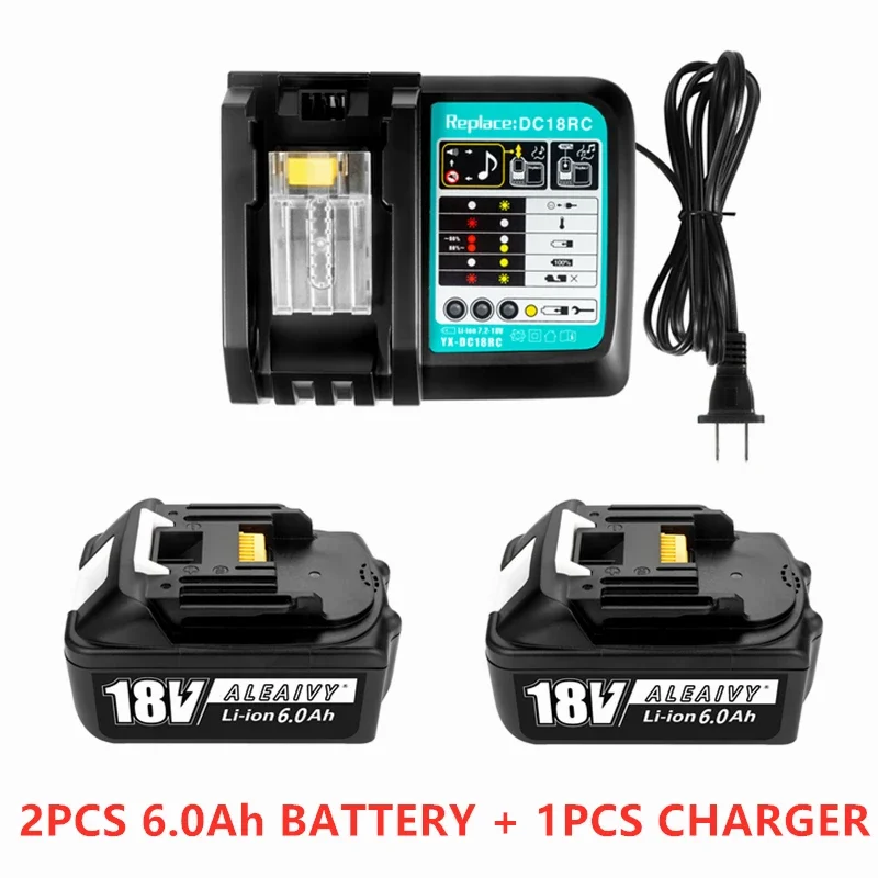 

BL1860 Rechargeable Batteries 18V 6.0Ah for Makita BL1840 BL1850 BL1830 BL1860B LXT400 18v Battery Lithium Ion With Charger