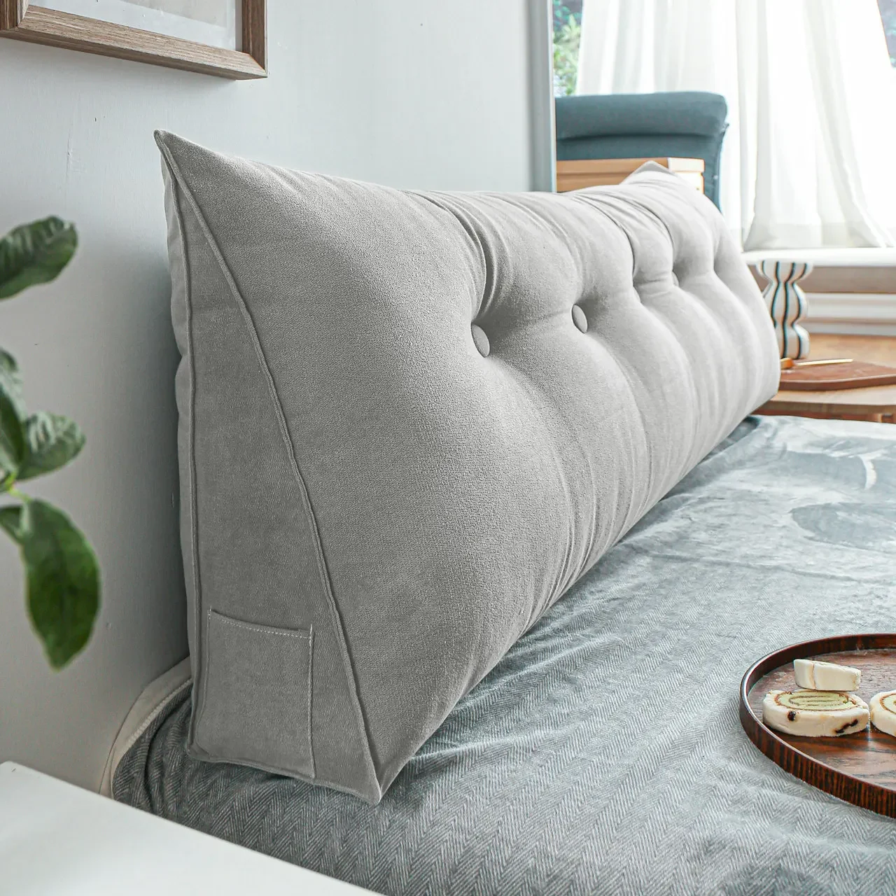 

Home Bedroom Triangle Bedside Cushion - Removable and Washable Sofa Bed Back Support for Added Comfort