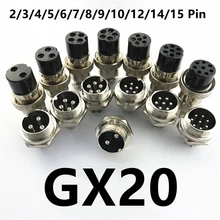 

1Set GX20 2/3/4/5/6/7/8/9/10/12/14/15 Pin Aviation Multi-Pin Connector Socket Plug 20mm Copper Alloy GX20 Female Male Connector