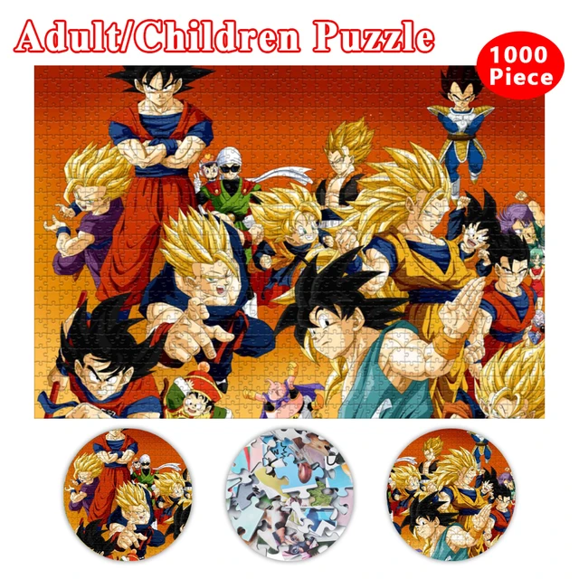 Super saiyan quebra-cabeças dragon ball puzzle 300/500/1000 peça filho goku  personagens anime quebra-cabeça halloween presente de natal - AliExpress