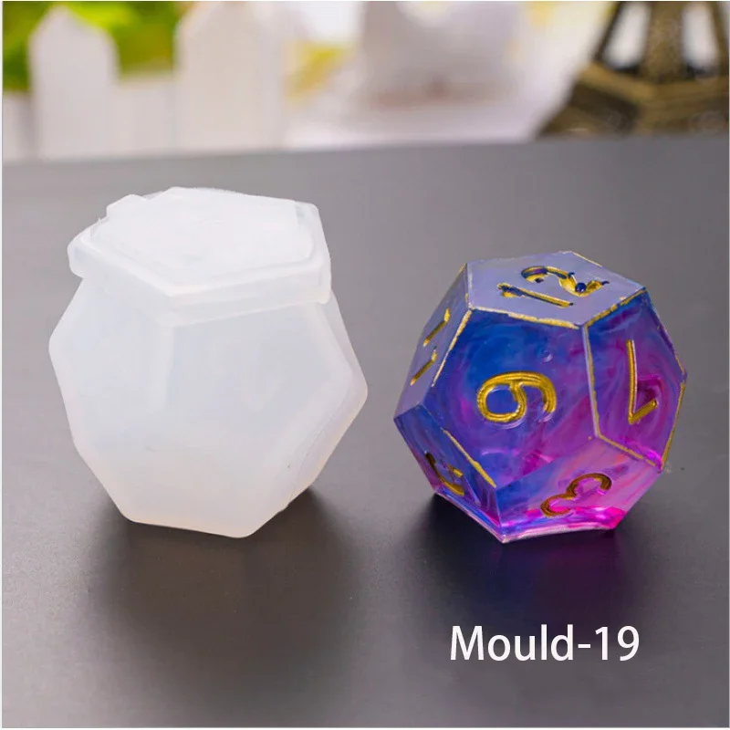 19 Shapes of Dice Silicone Molds Epoxy Resin Molds Multi-size Digital Game DIY Crystal Dice Tools ForDND Making 1pcs