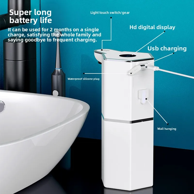 360ML full-automatic contactless C-type USB rechargeable soap dispenser waterproof foam/liquid dispenser