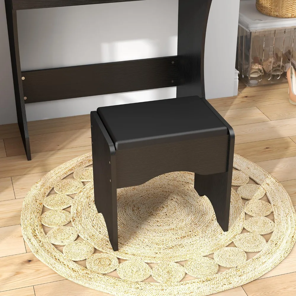 illuminated makeup vanity desk with mirror and storage drawer