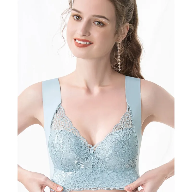 Women Lingerie Bra Lace Trackless Sports Thin Breathable Soft Comfortable Casual No Underwire V-Neck