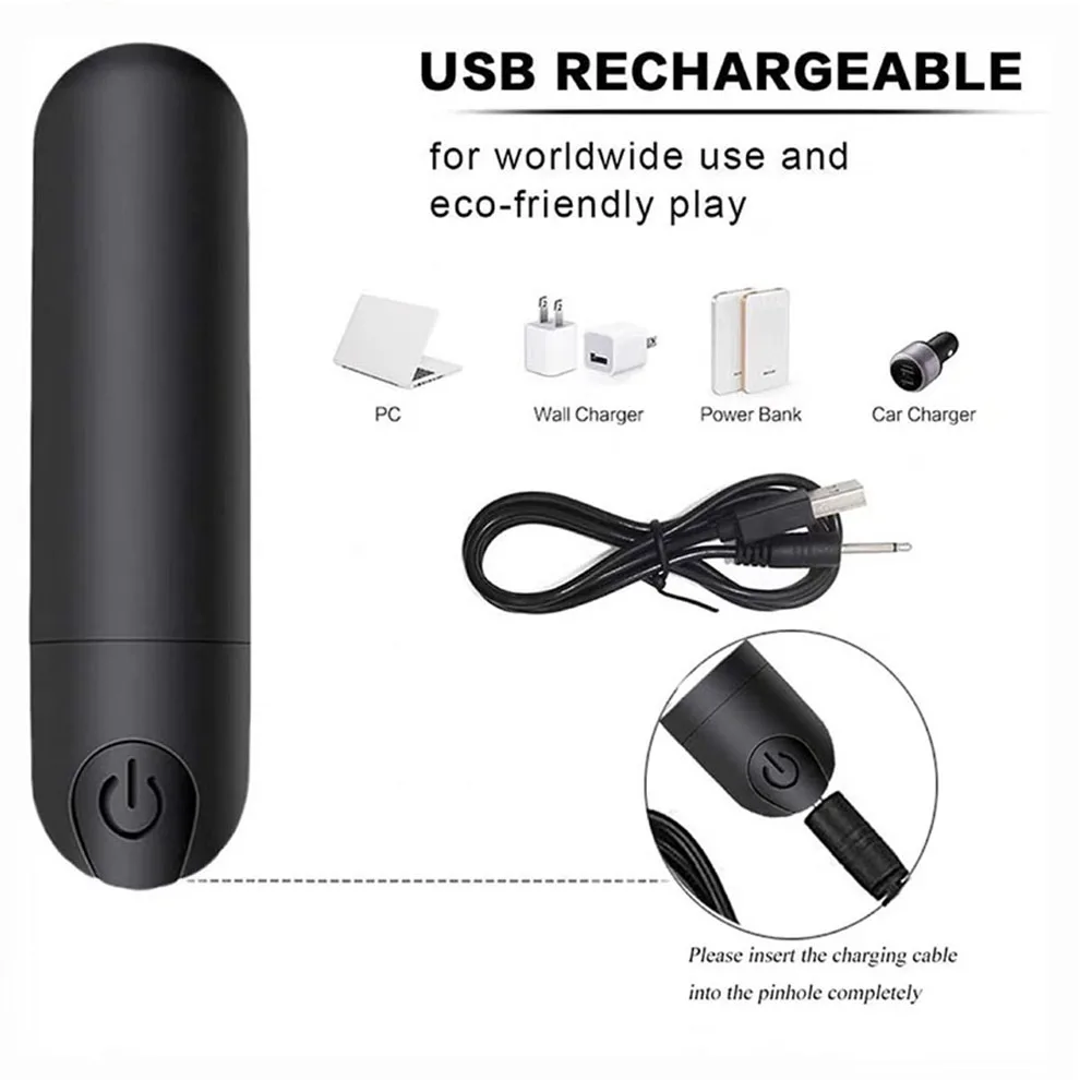 10 Speed Mini Bullet Vibrator for Women Rechargeable Wireless Vibrating Anal Bullet Clitoral Stimulator Dildo for Adult Sex Toys