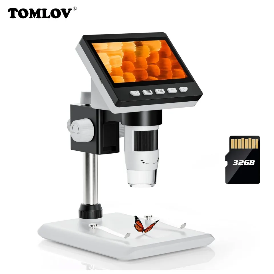 Tomov Digital Usb Microscope Camera 1000X Saldatura Elettronica Microscopi 8 Luci A Led Pc View 4.3 "Lcd Microsscopio
