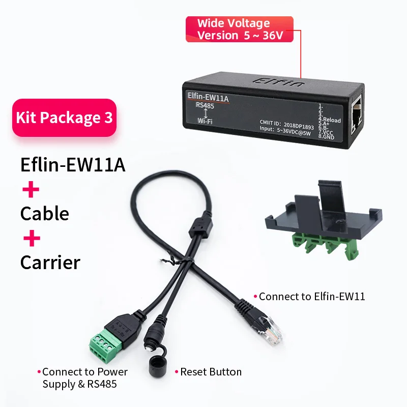 RS485 to WiFi Serial Device Server Serial Port Converter Support TCP/IP Telnet Modbus TCP Protocol IOT Data Transfer Elfin-EW11A wifi converter