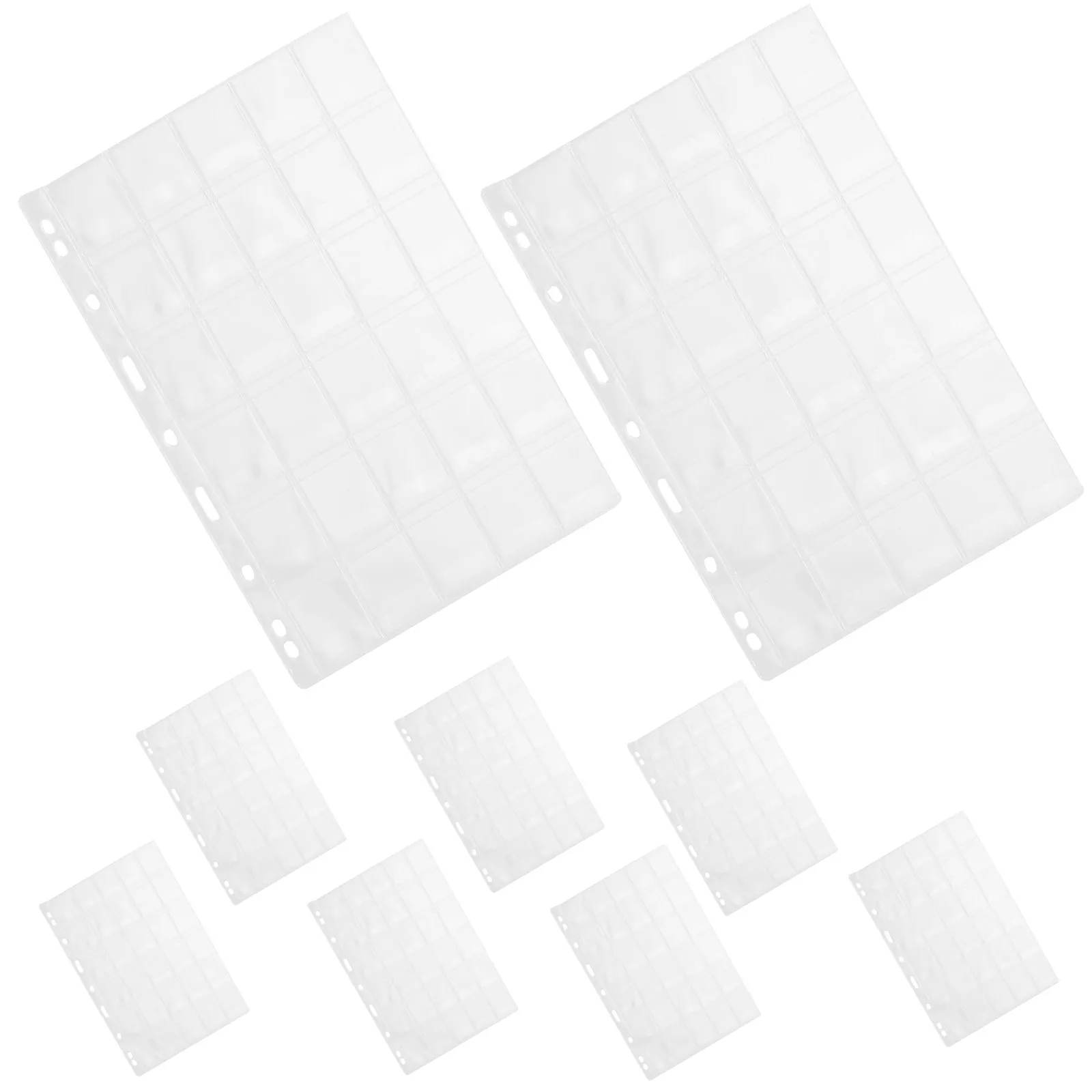 10매 동전 수집 페이지 9홀 PVC 슬리브 바인더 인서트 30슬롯 내구성 있는 투명 디자인 동전 보관 사진 앨범