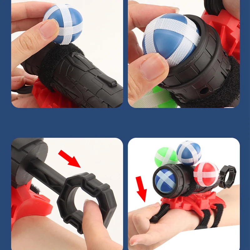 Wrist Catapult Ball Gun Sticky Ball Target Shooting Family Interactive Indoor Outdoor Sports Puzzle Toys For Children Ages 3 To 2