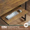 L Shaped Desk with Led Light, Keyboard Tray, Storage Shelves and Headphone Hook for Home Office 6