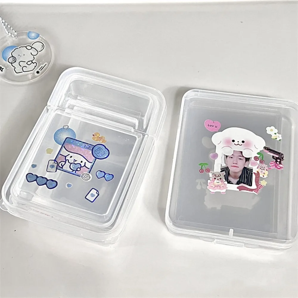 INS Transparent Plastic Storage Box Photocards Small Card Storage Box Desk Organizer Box Classification Box Stationery Box