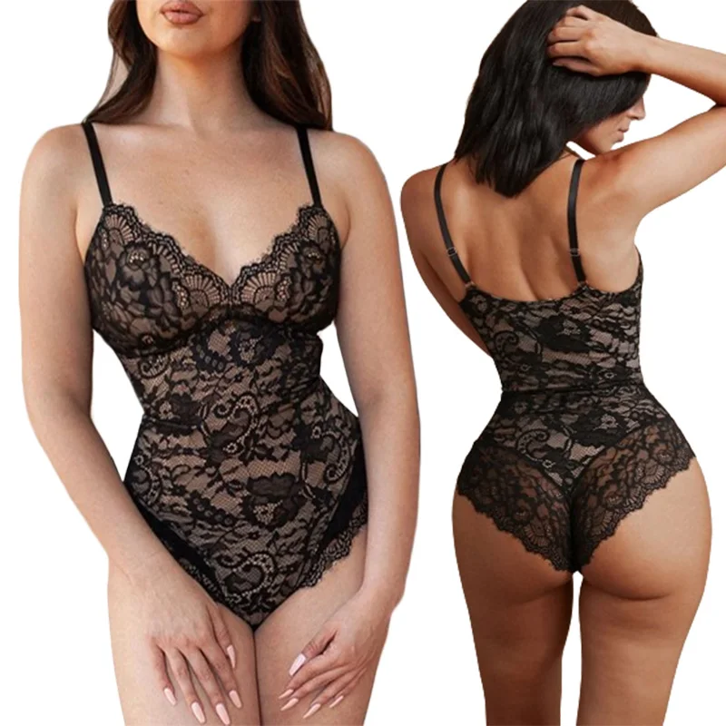 

Sexy Floral Lace V-Neck Camisole Bodysuit Compression Body Shaper Women Slimming Waist Postpartum Corset Thong Underwear