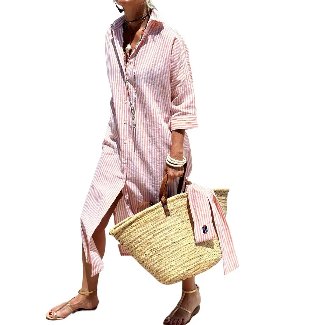 Women Striped Asymmetrical Maxi Dress for Party