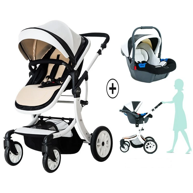 

New 3 in 1 Baby Stroller with car seat,High Landscape baby Carriage Light Newborn Pram Luxury stroller shock absorption fold