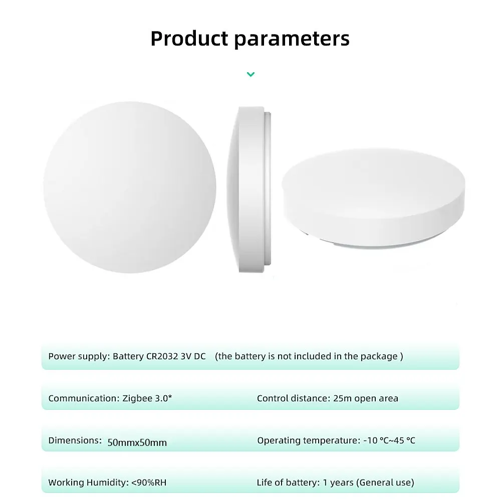 Smart Switch Wireless Switch Tuya ZigBee Button Scene Switch Intelligent Linkage Smart Switch Battery Powered Automation Work With Smart Life Zigbee Devices