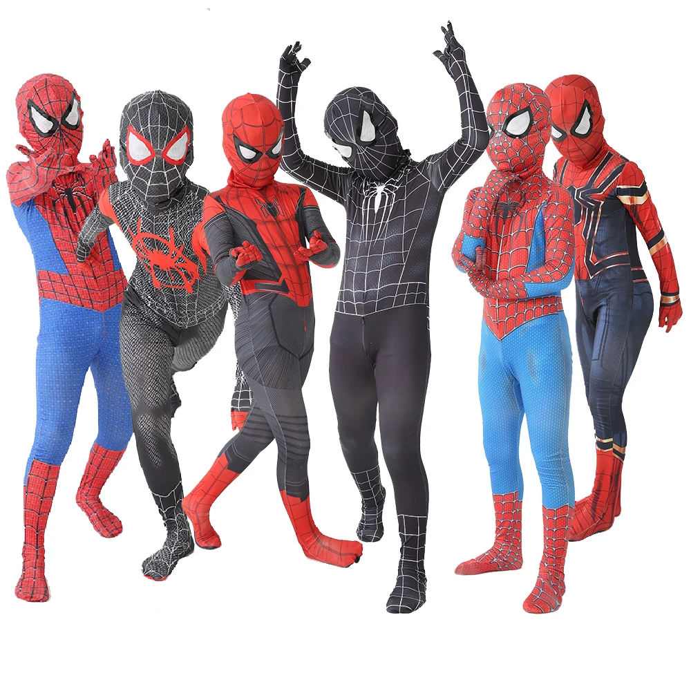 Classico Spiderman Cosplay Spiderman Costume Grandi Occhi 3D Stampato Spandex Halloween Tuta Zentai Cosplay Costume Adulto/Bambini