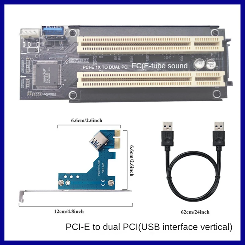 

1 Set Pci-E To Dual Pci Card With USB 3.0 Cable For Serial Sata Sound Video Card
