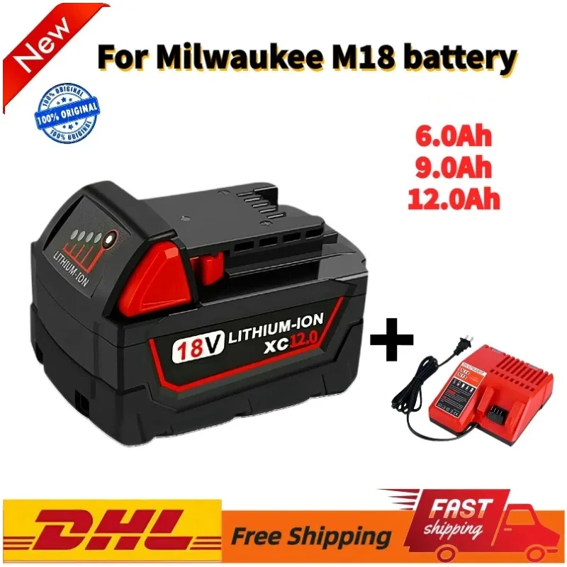 

18V 9.0Ah Replacement for Milwaukee M18 XC Lithium Battery 48-11-1860 48-11-1850 48-11-1840 48-11-1820 Rechargeable Batteries