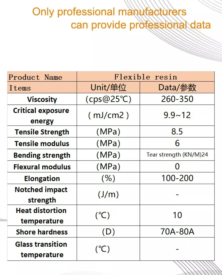 Antinsky Flexible Resin for DLP LCD Resin 3D Printer 405nm 1kg TPU Like  Silicon 70A-80A Soft Transparent Resin