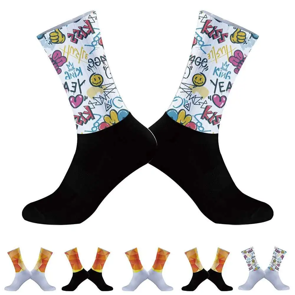 Cycling Sports Aero Socks Silicone Non-slip Pro Bicycle Socks Summer Cool