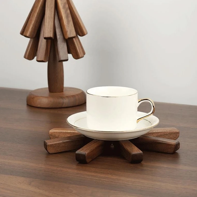 Table Mat Houten Walnoot Hittebestendig Decoratieve Onderzetter Set